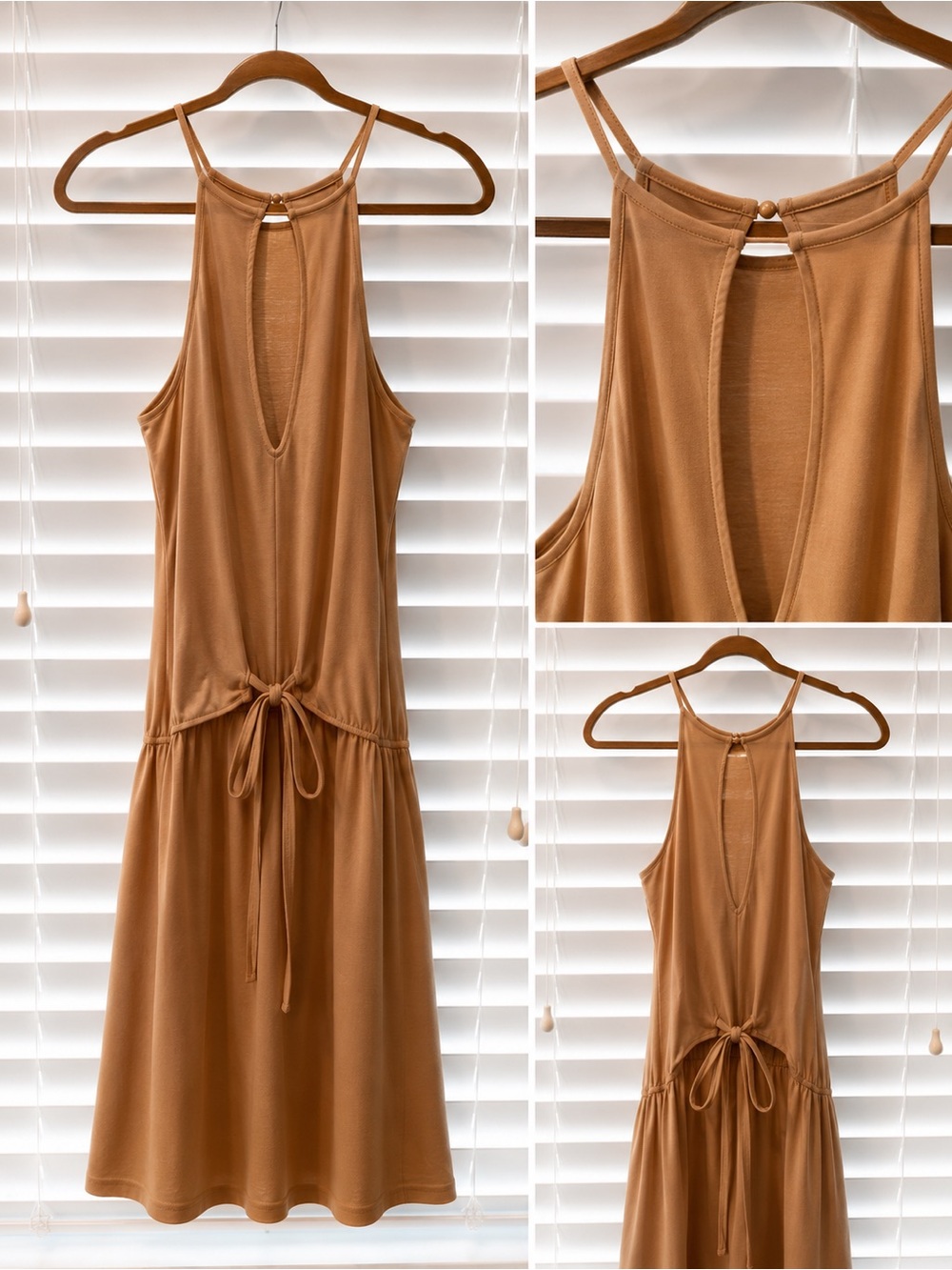 Amazon Women's Camel Brown Sleeveless Drawstring Jumpsuit Romper